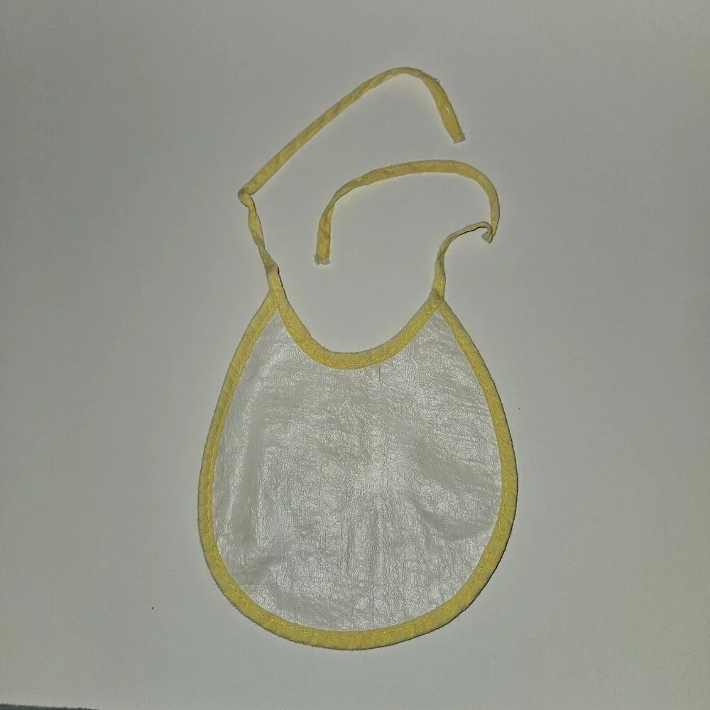 VTG Baby Bib Frog Butterfly Fish Water Yellow Trim